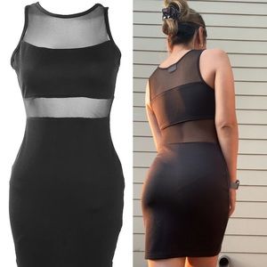 🛍 Black Mesh Cutout Dress
